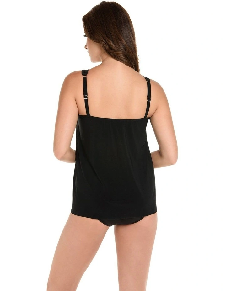 Illusionists Mirage Floaty Layered Tankini Top in Black