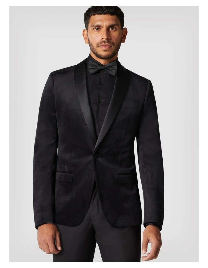 Slim Fit Detachable Shawl Collar Tuxedo in Black