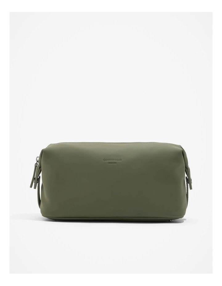 Recycled Blend Logo Wash Bag in Dark Olive