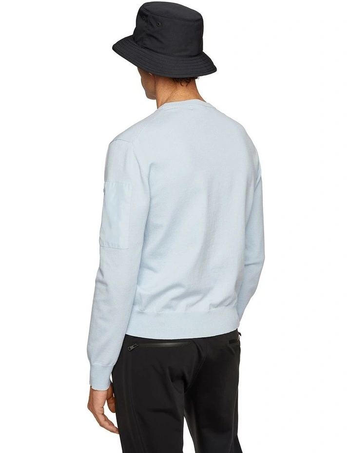 Cotton Pocket Crew in Light Blue