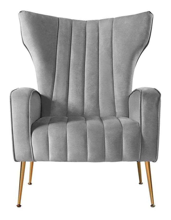 Kate Velvet Armchair in Grey