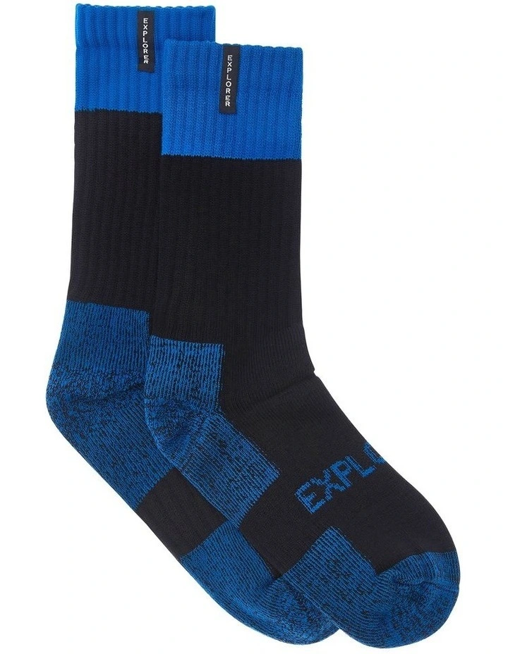 Explorer Tough Work Crew Socks 2 Pack in Multi