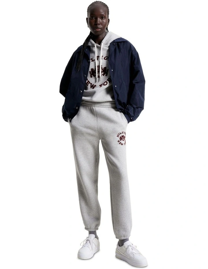 Varsity Flock Sweatpant in Light Grey Htr