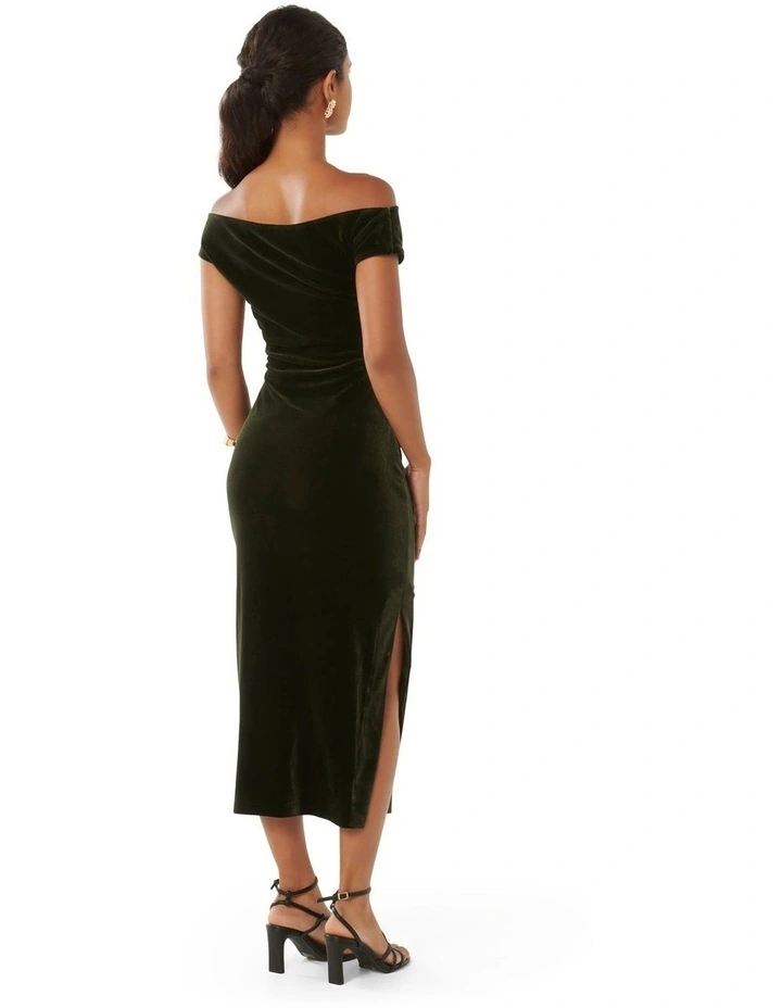 Demi Velvet Bodycon Dress in Green