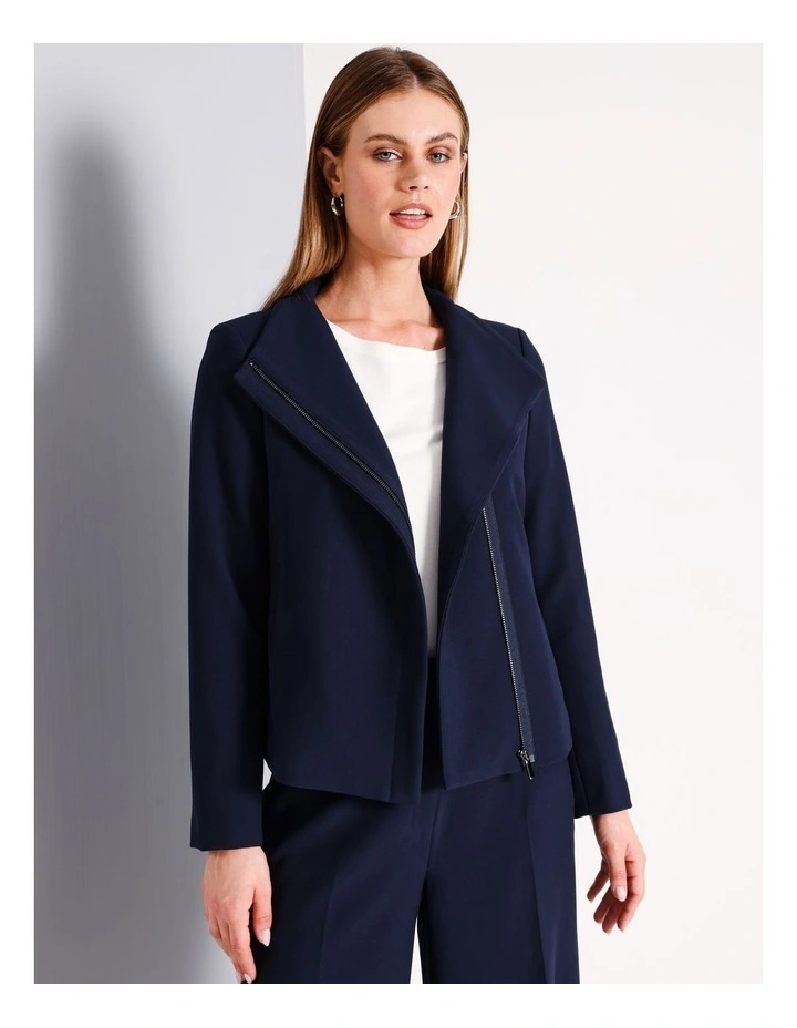 Double Crepe Biker in Navy
