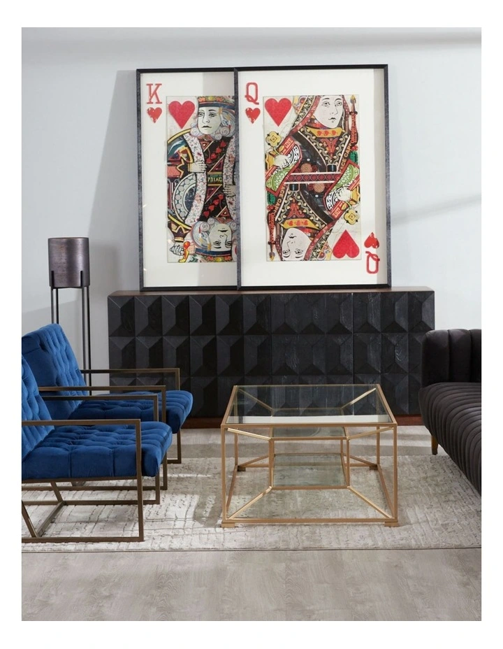 King of Hearts Framed Paper Collage in Multi