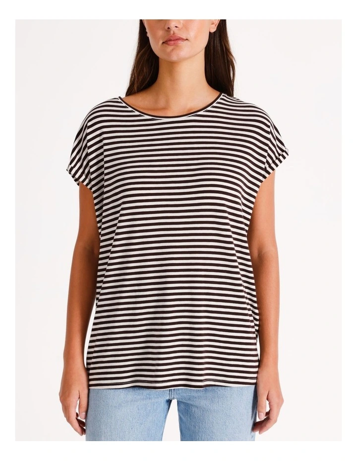 Ava Stripe T-Shirt in Coffee Bean