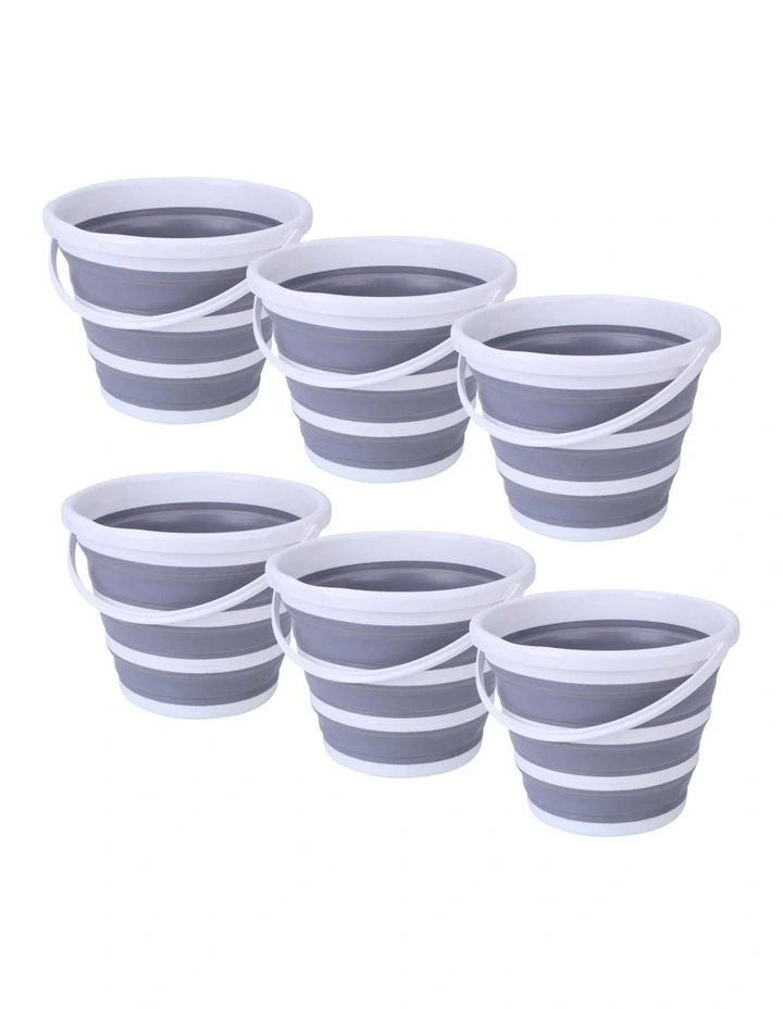 Collapsible Silicone Bucket 10L 6 Pack in Multicolor