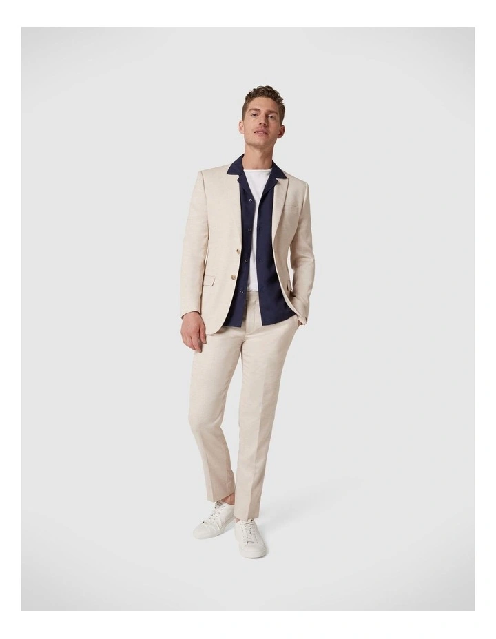Slim Stretch Textured Tailored Jacket in Natural