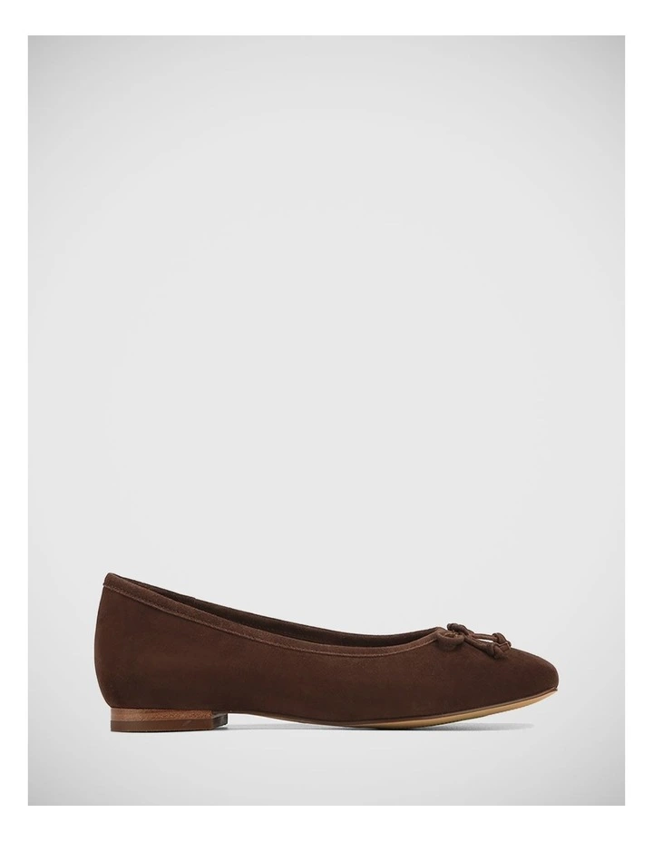 Aleisha Suede Leather Flat in Espresso