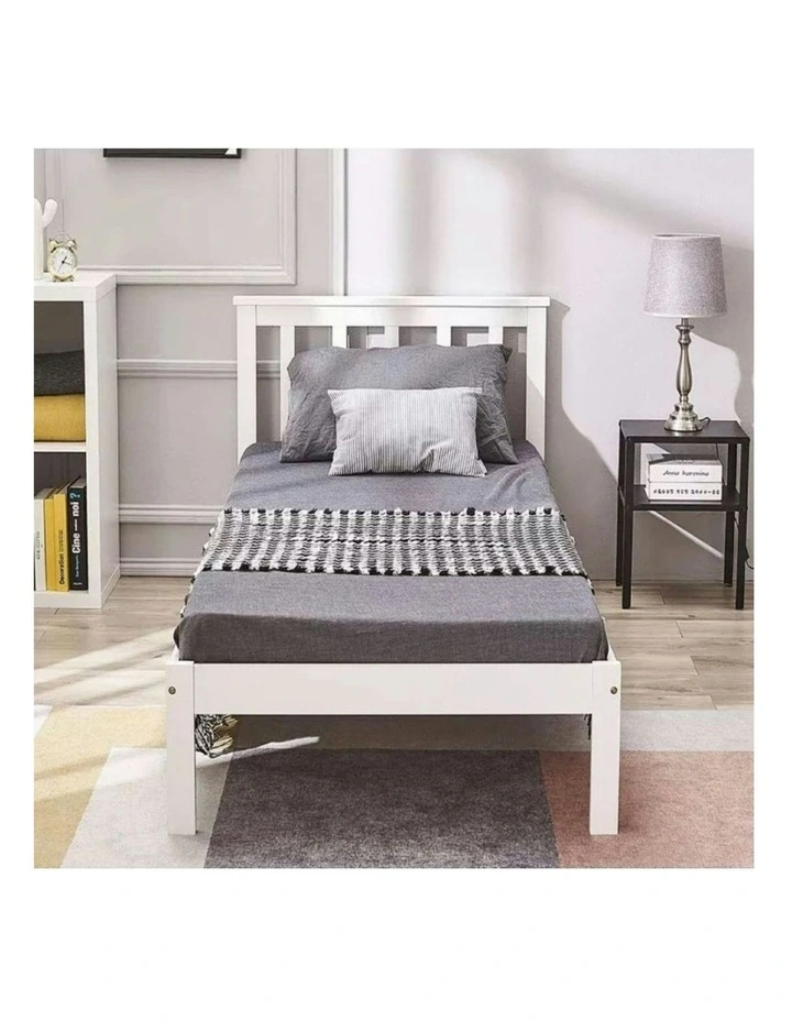 Stylish Single Wooden Bed Frame in White