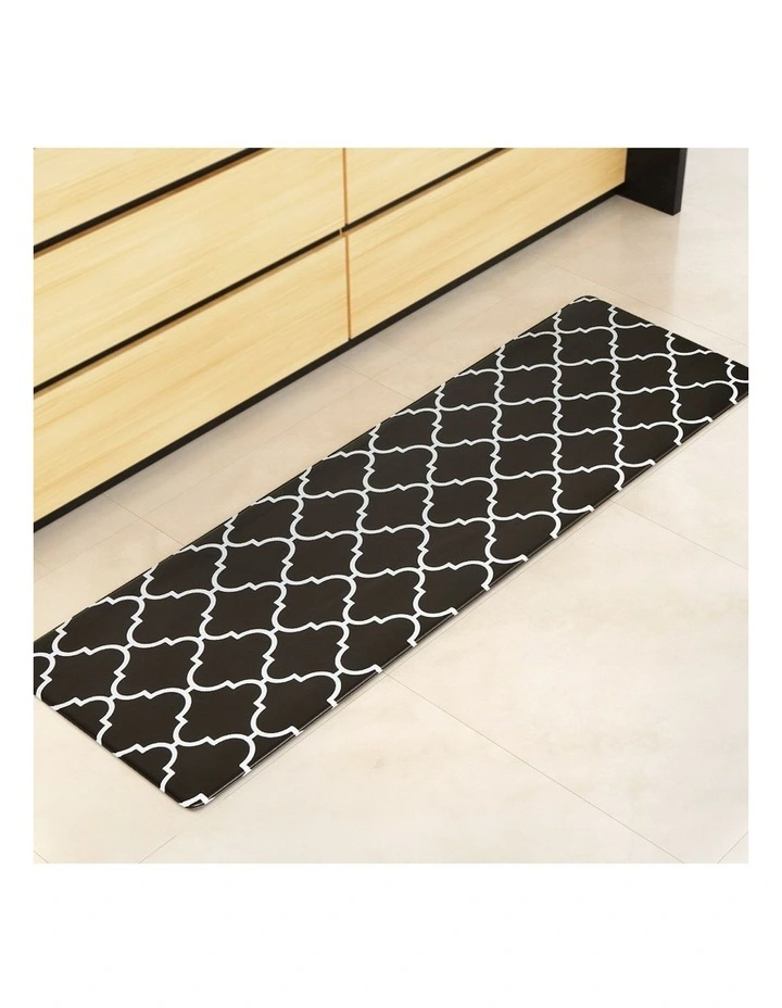 PVC Floor Gina Kitchen Mat 45x150cm in Black/White