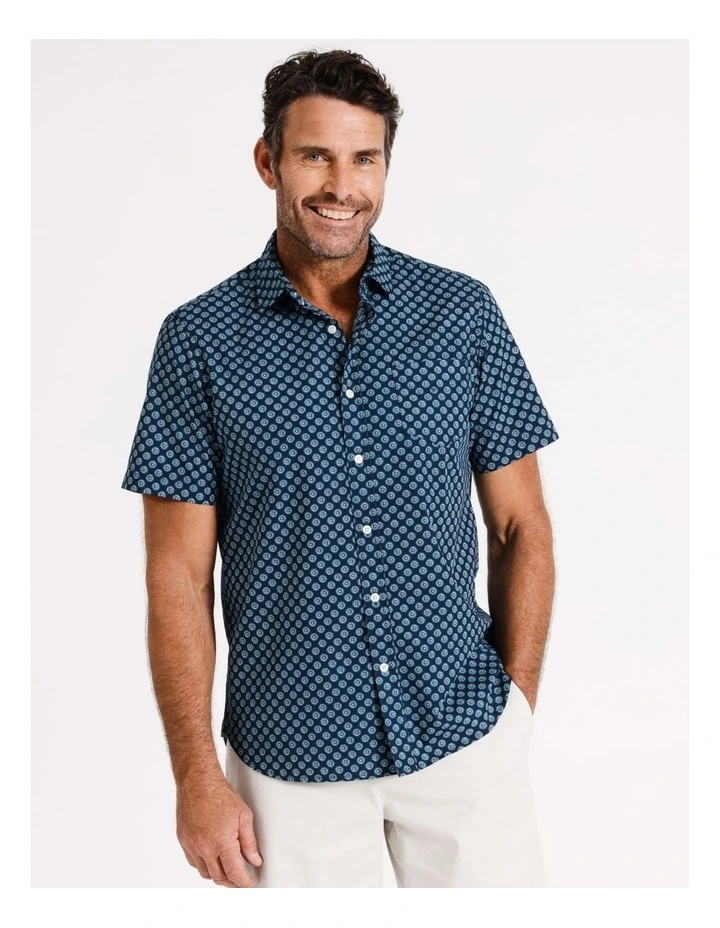 Jan Juc Short Sleeve Print Shirt in Navy