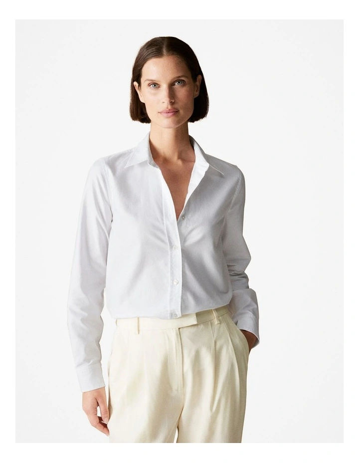 Yarn Dyed Cotton Oxford Shirt in Parchment
