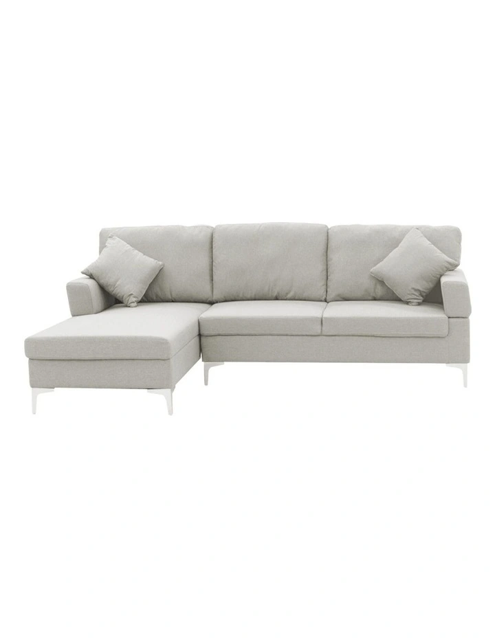 Linen Corner Sofa Couch Lounge L-shape w/ Right Chaise 3 Seater Light Grey
