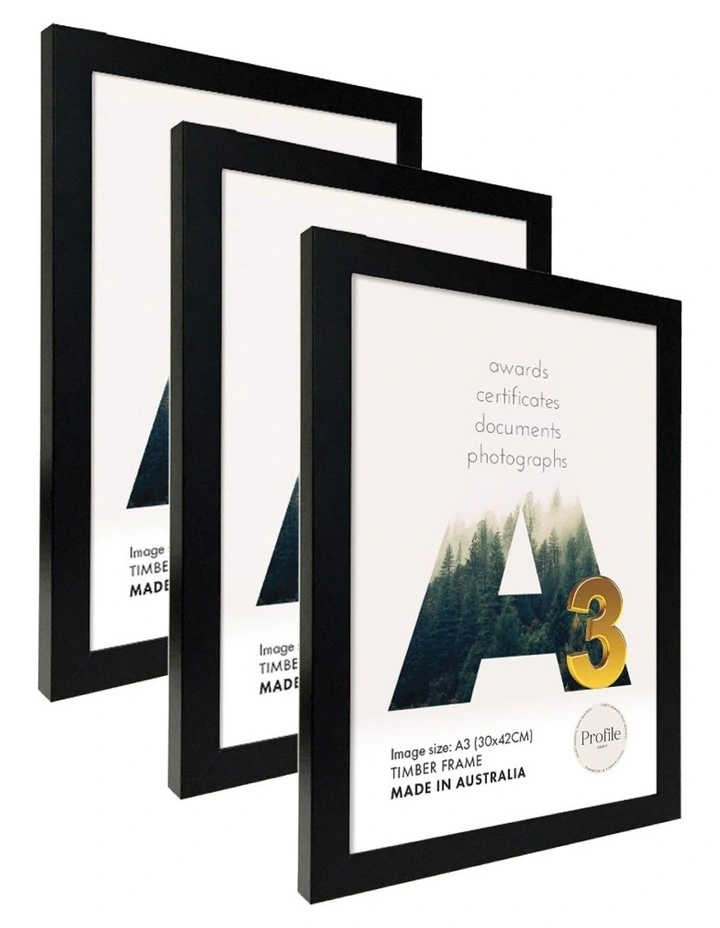 Australia Made Certificate Photo Frame A3 (3 Pack) in Black