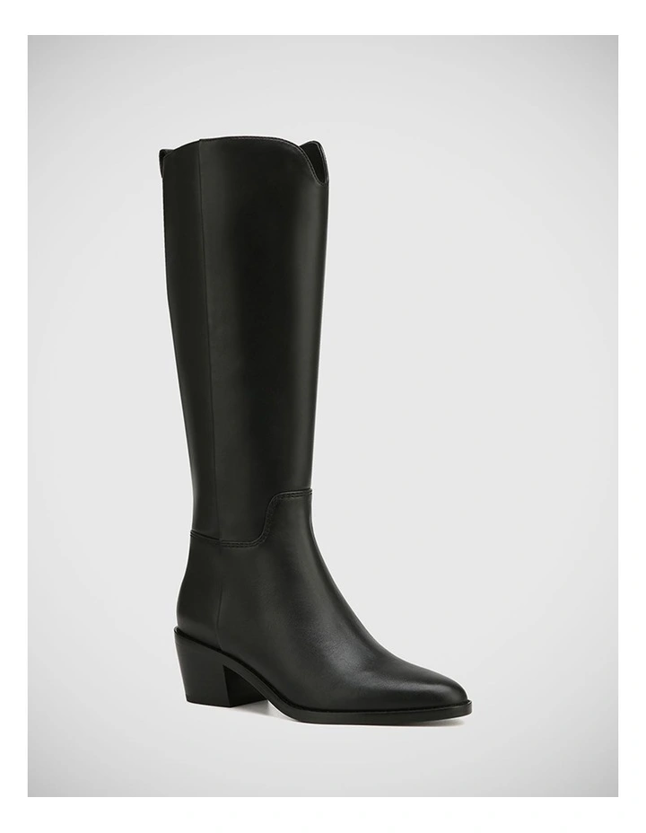 Joss Leather Long Boot in Black