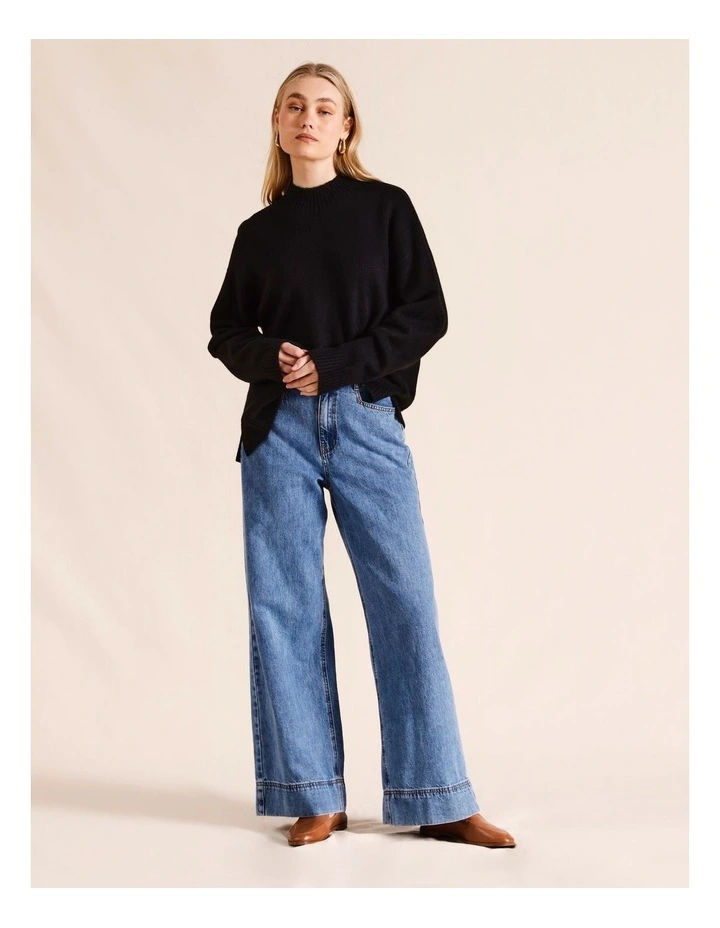 Mock Neck Jumper in Black