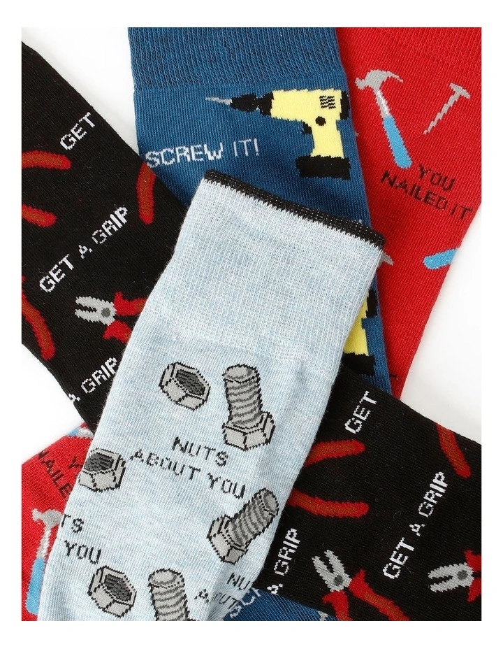 4 Pack On the Tools Socks in Assorted