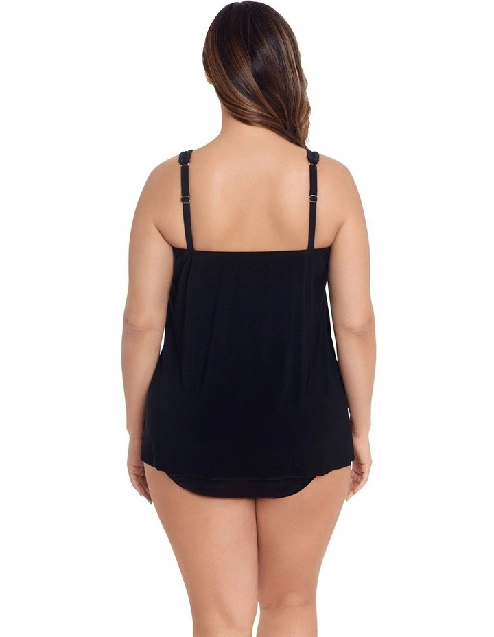 Illusionists Mirage Floaty Layered Tankini Top PLUS in Black