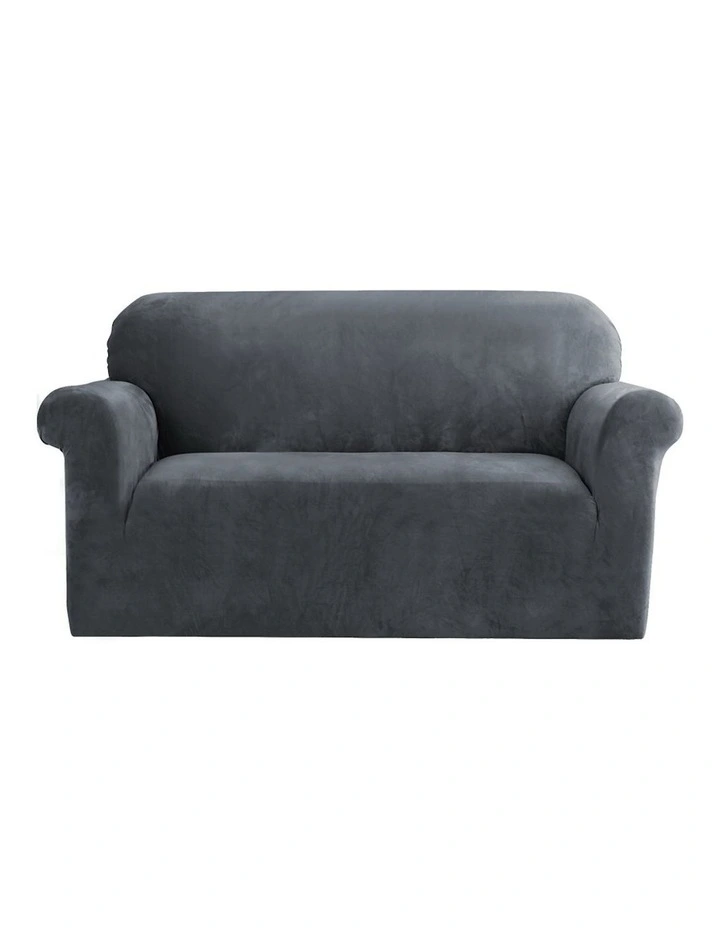 Velvet 2 Seater Sofa Cover in Grey