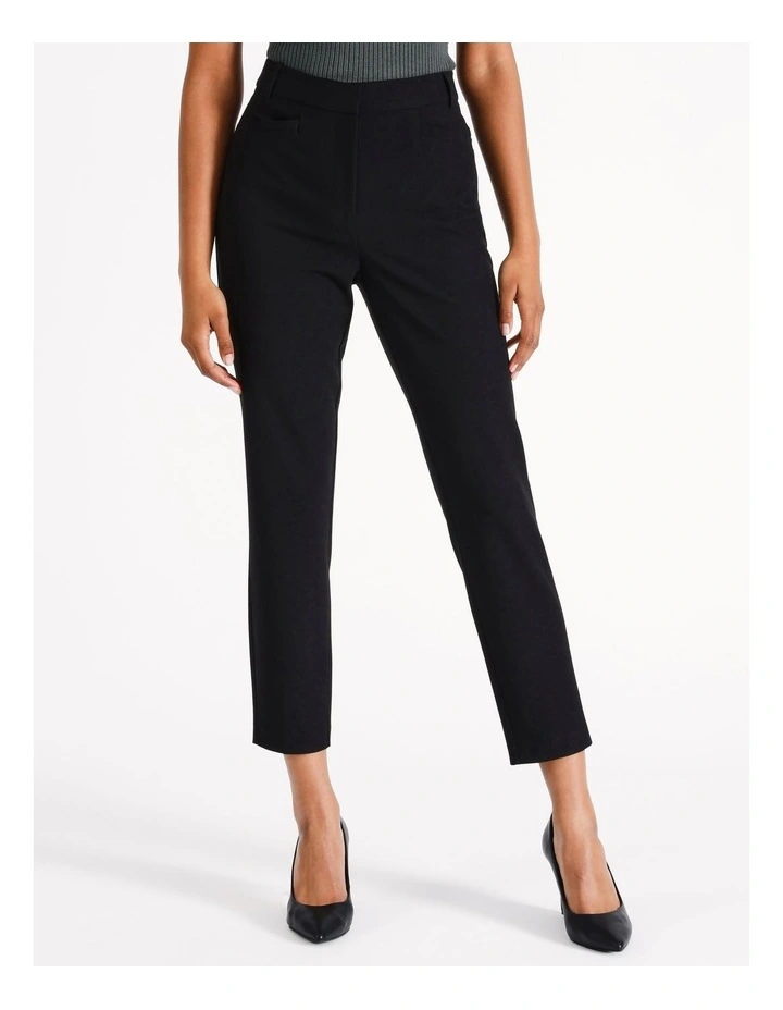 Recycled Poly Blend Slim Leg Pant in Black