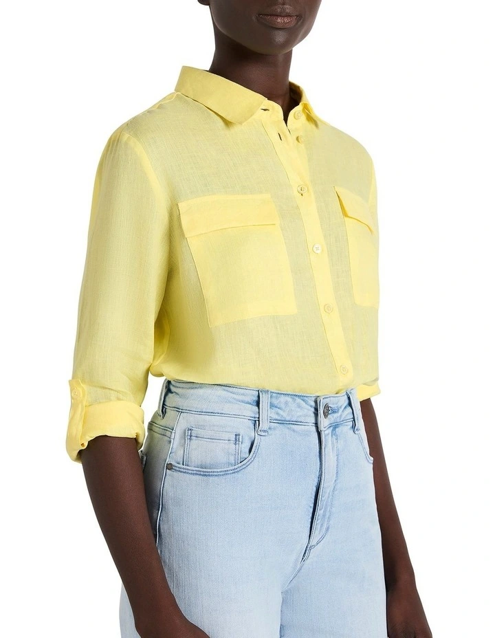 Sofia Linen Shirt in Banana