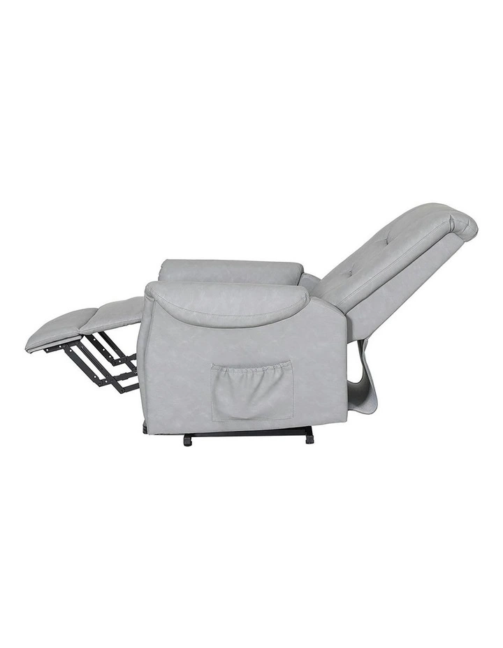 Lift Assist Recliner Chair in Grey Leather
