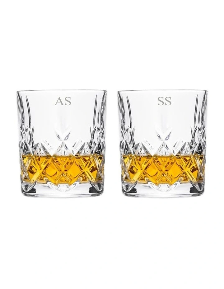 Personalised Mayfair Whiskey DOF Set of 2 with Gift Box in Clear