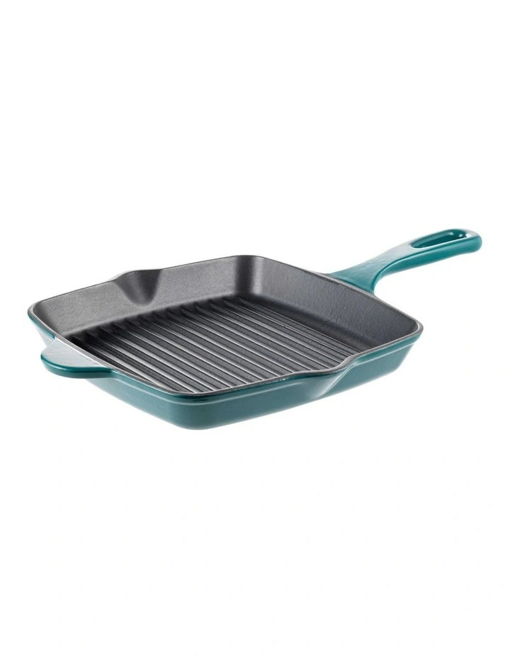 Olive Cast Iron Grill Pan 26cm in Teal