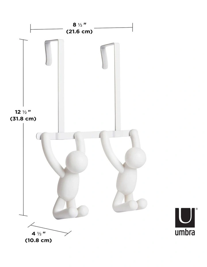 Buddy Over The Door Hook Double Hook in White