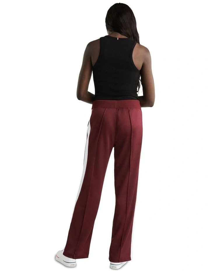 Sport Contrast Stripe Mid Rise Joggers in Red