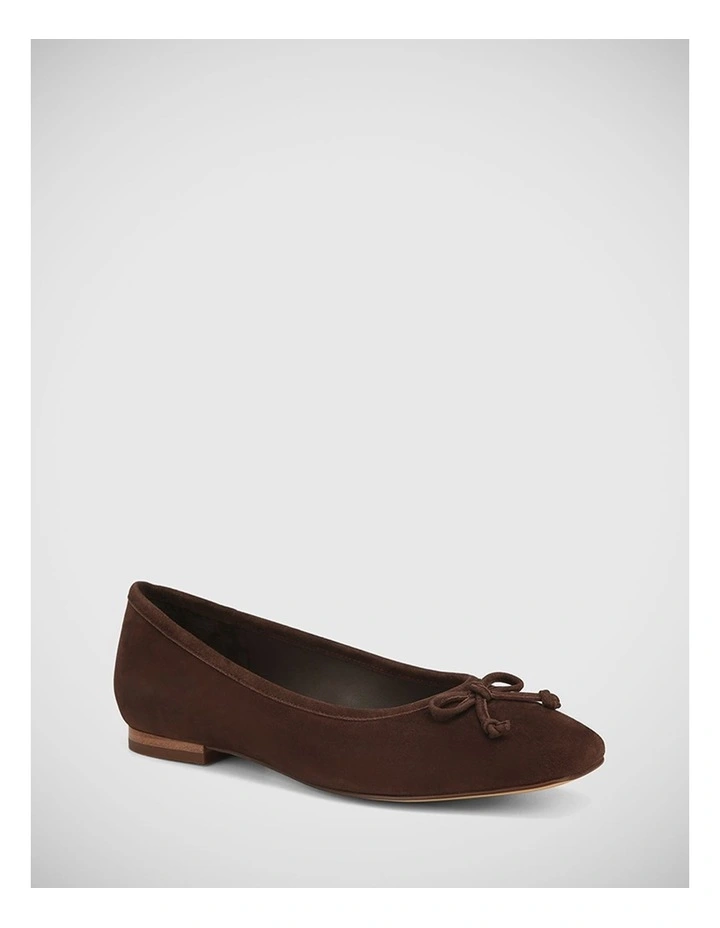 Aleisha Suede Leather Flat in Espresso