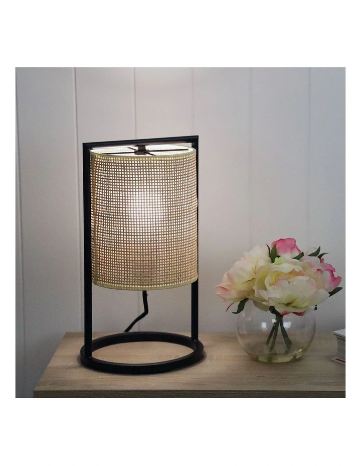 Mandalay Table Lamp With Rattan Shade Black