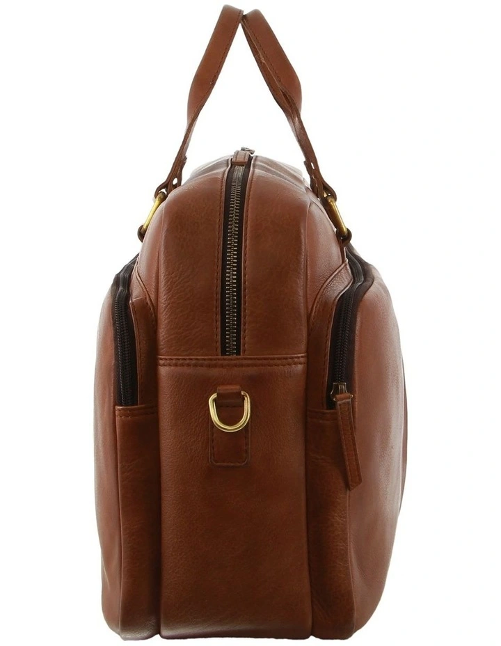Leather Business Computer Bag in Cognac