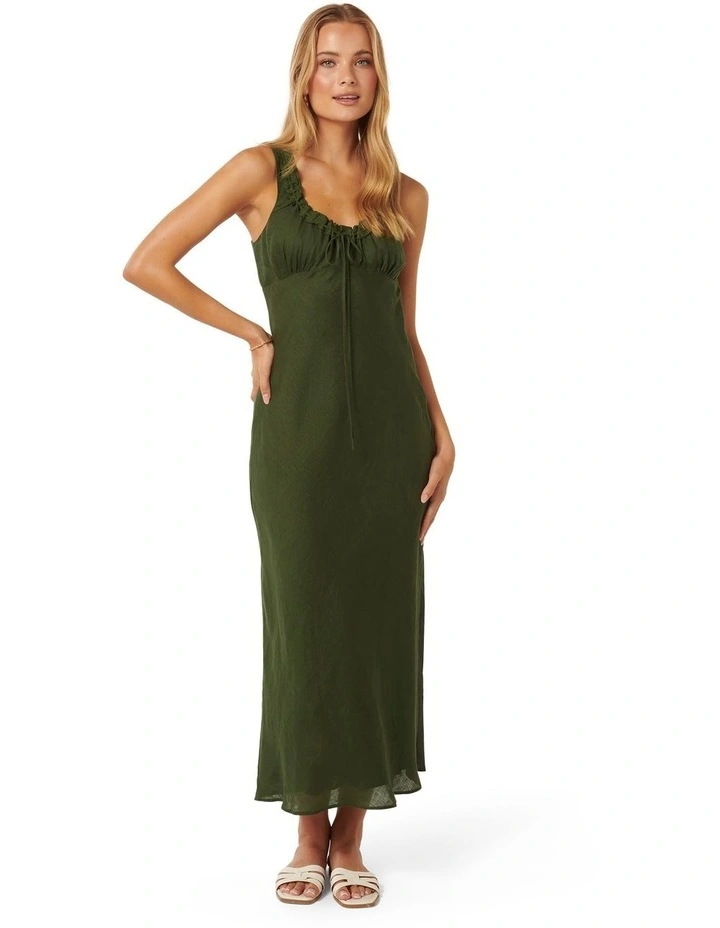 Etta Bow Tie Midi Dress in Green