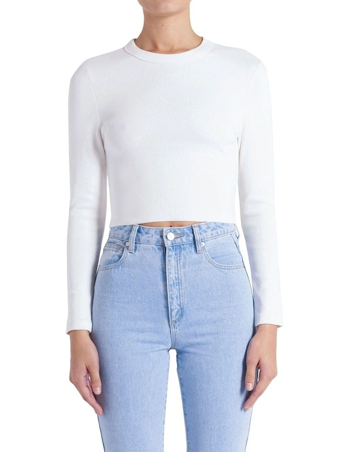 A Heather Long Sleeve Top in White