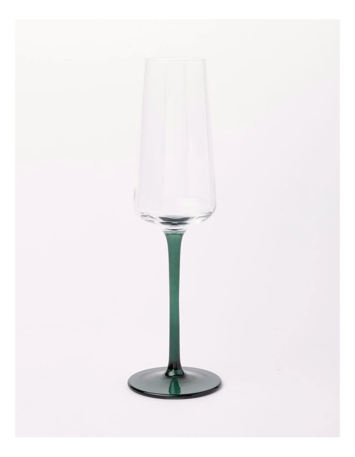 Jordan Champagne Glass Set of 4 in Dark Green