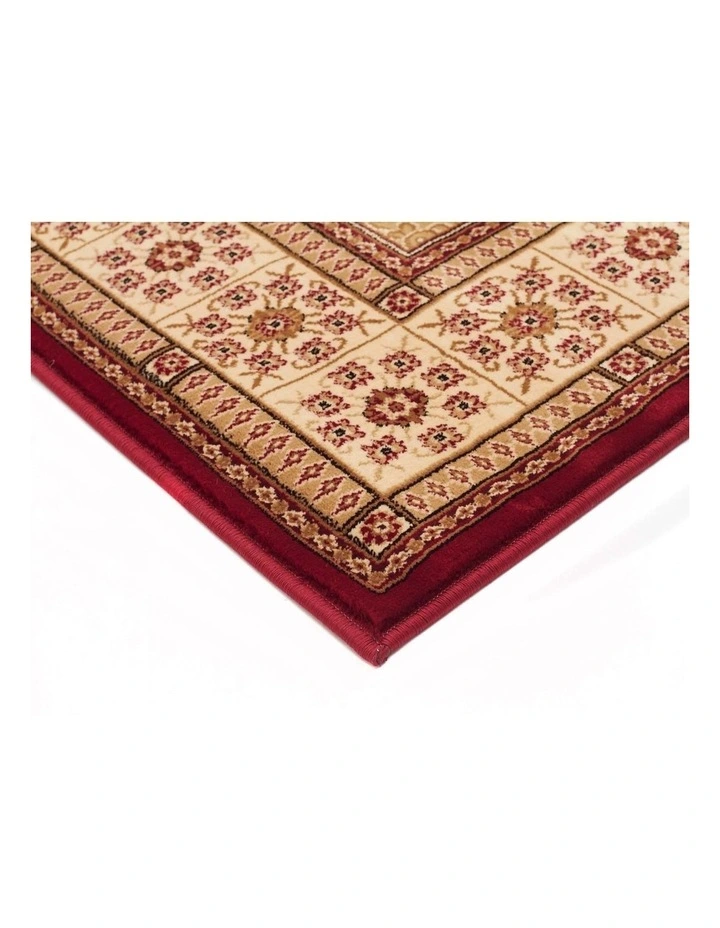 Sydney Collection Traditional Panel Pattern Rug in Burgundy