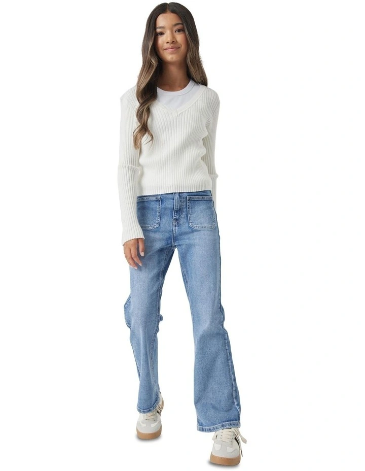 Sara Pocket Detail Jean in Long Beach Blue