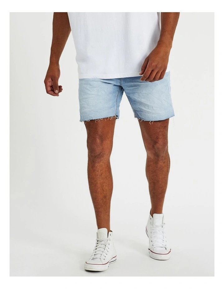 Slim Denim Shorts in Sun Bleached Blue