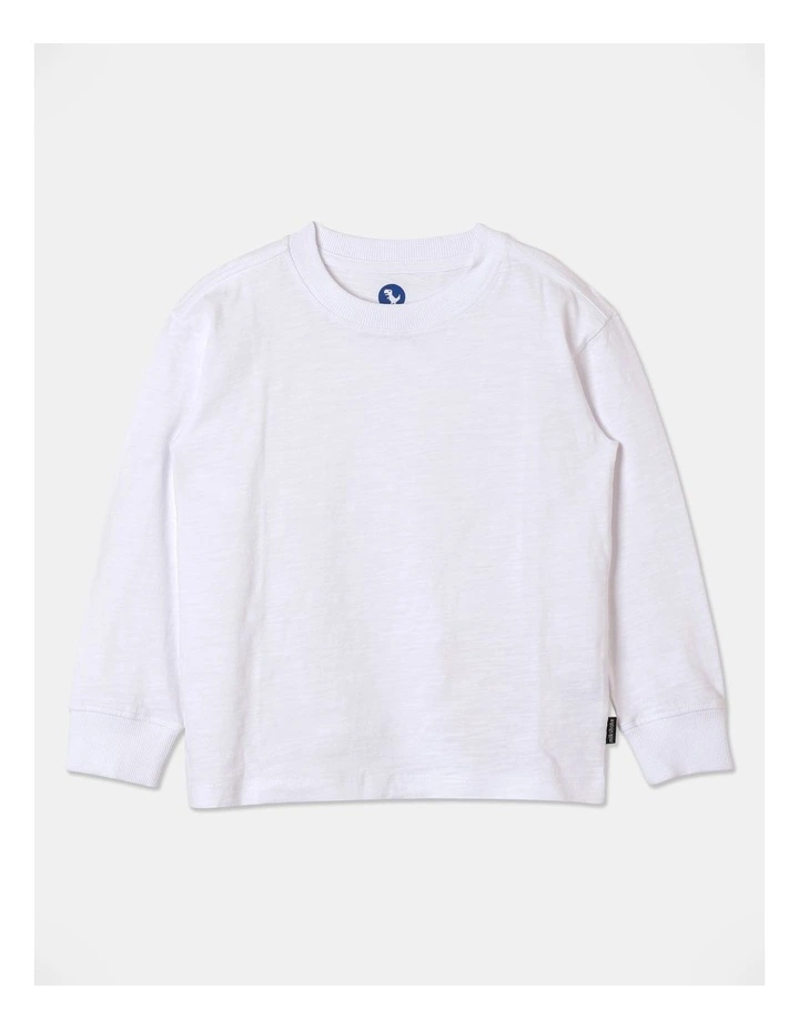 Essentials Long Sleeve Plain T-shirt in White