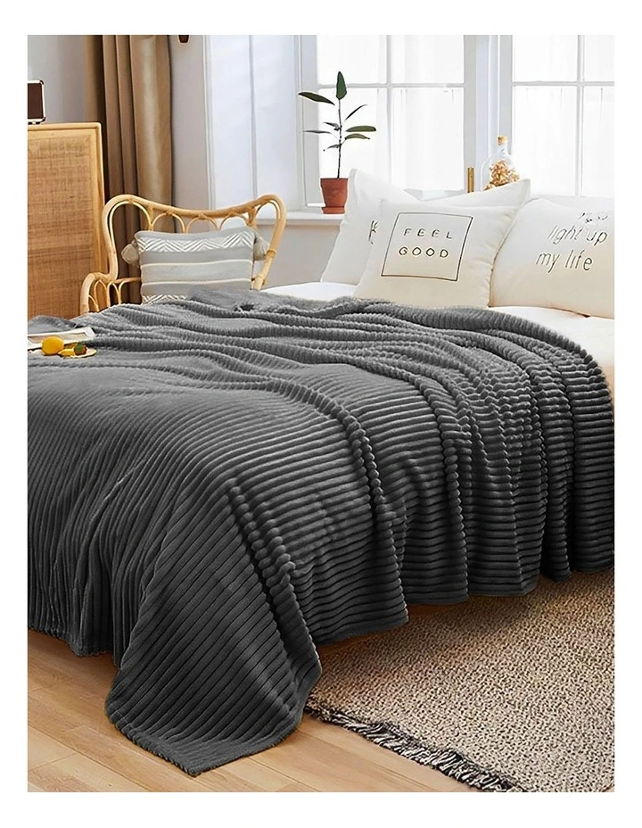Stripped Pattern Warm Thin Throw Blanket in Grey
