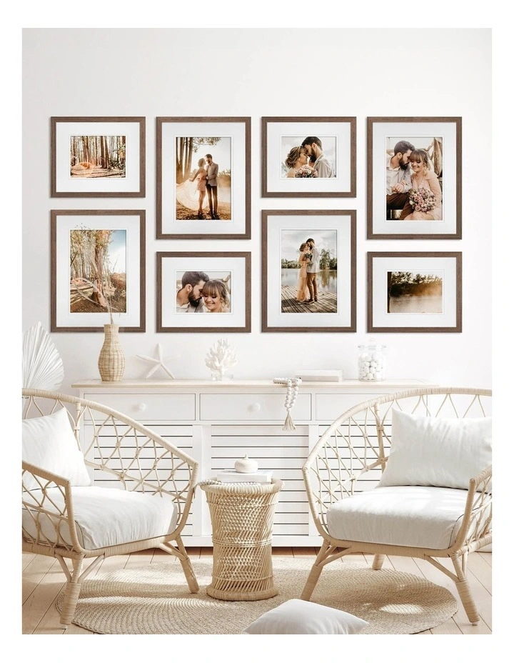Australian Made Gallery Wall Set E (8 Frames) in Chestnut