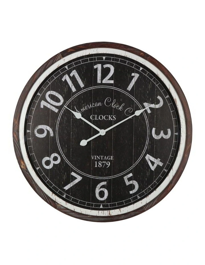 Round Vintage Design Digital Wall Clock 70cm in Black