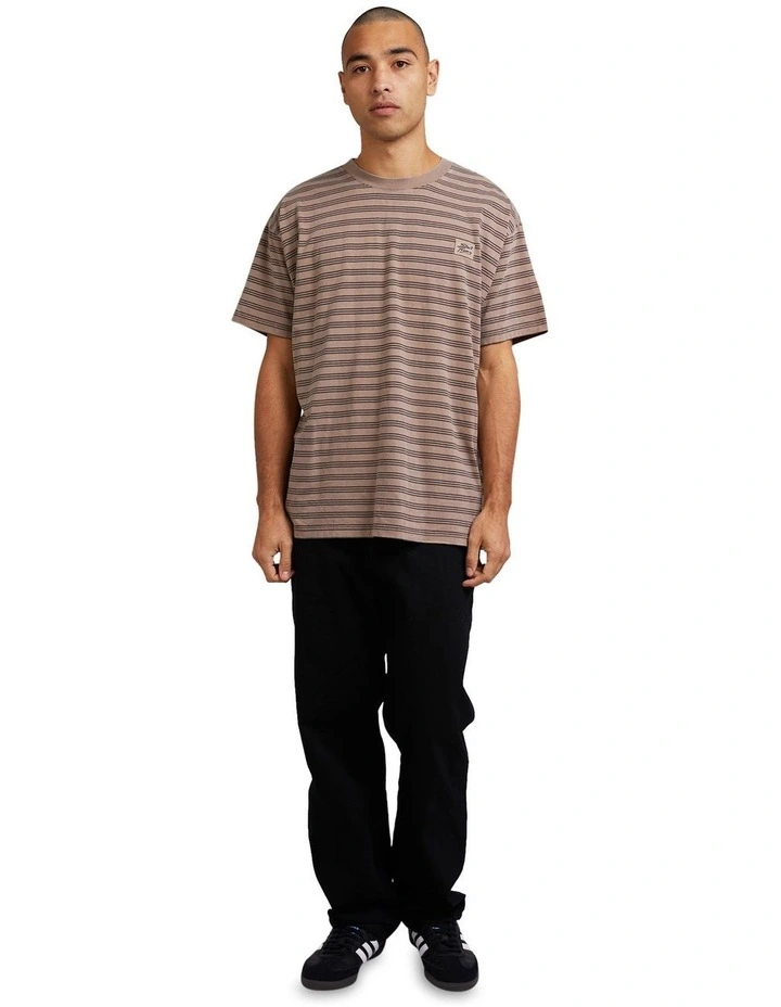 Overdyed Stripe Tee in Mushroom