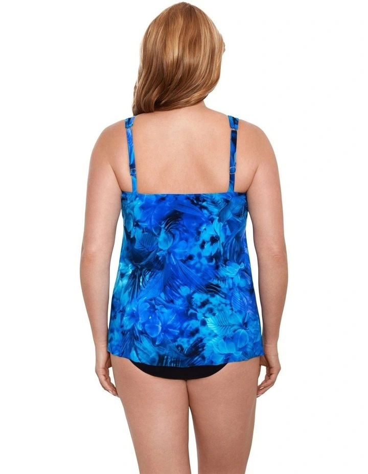 Sous Marine Mirage Loose Fit Underwired Plus Size Tankini Top in Blue Multi