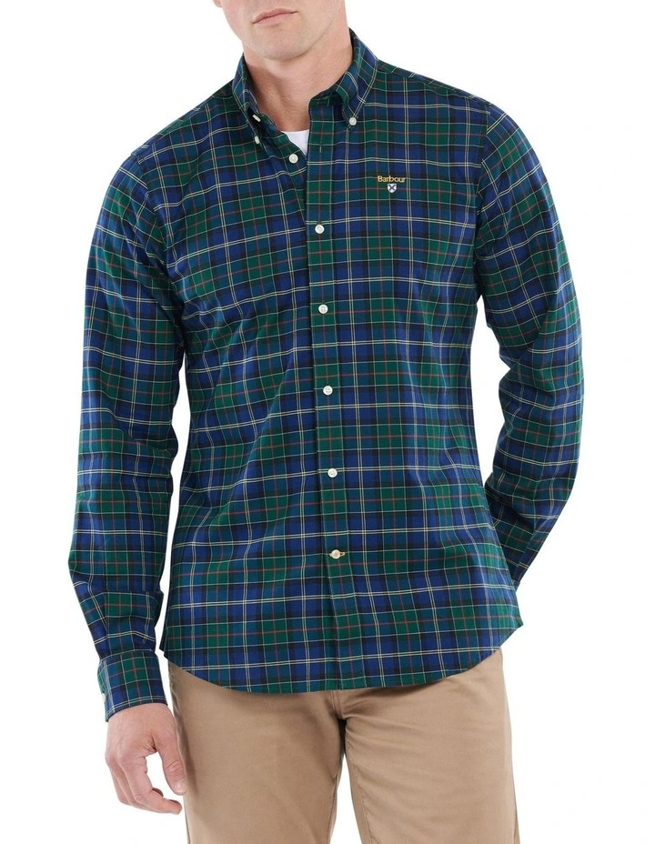Oxbridge Tartan Tailored Shirt Ivy/Blue
