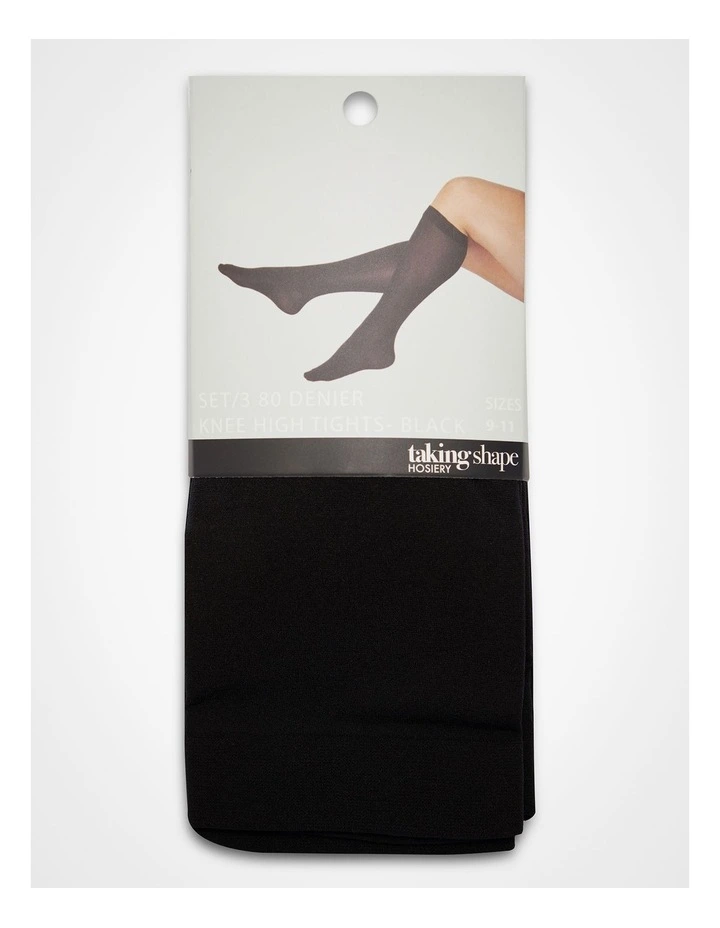 Knee High Tights 3 Pack 80D in Black