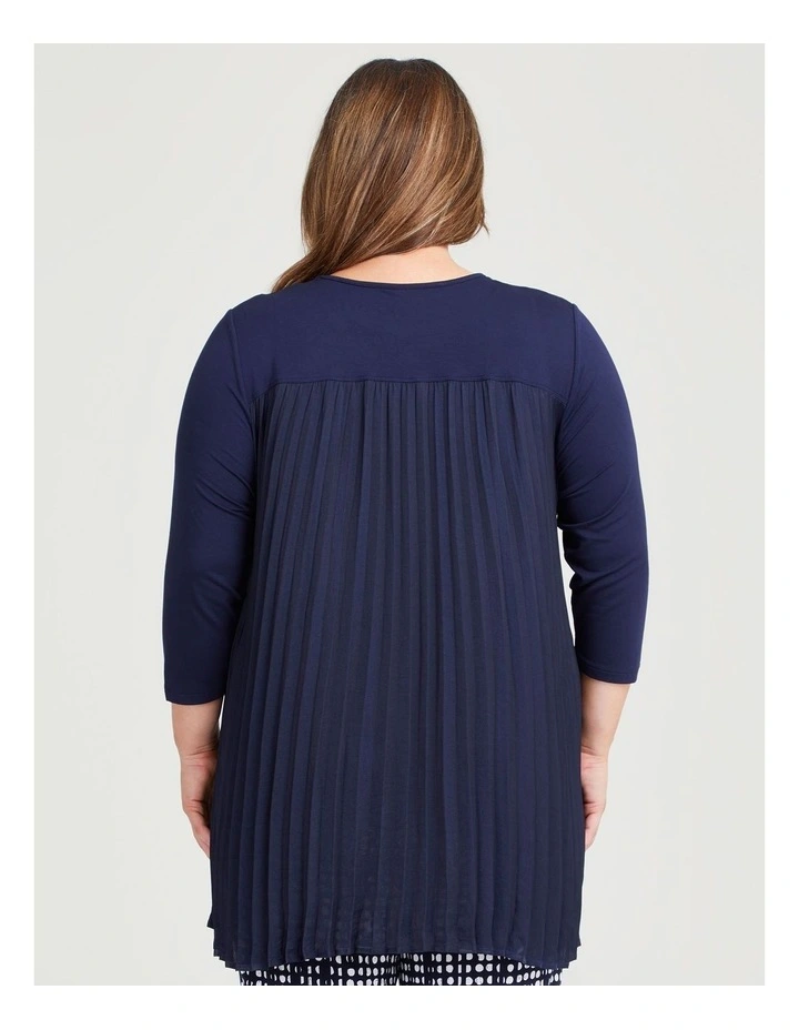 Sunray Pleat Luxe and Bamboo Top in Dark Indigo
